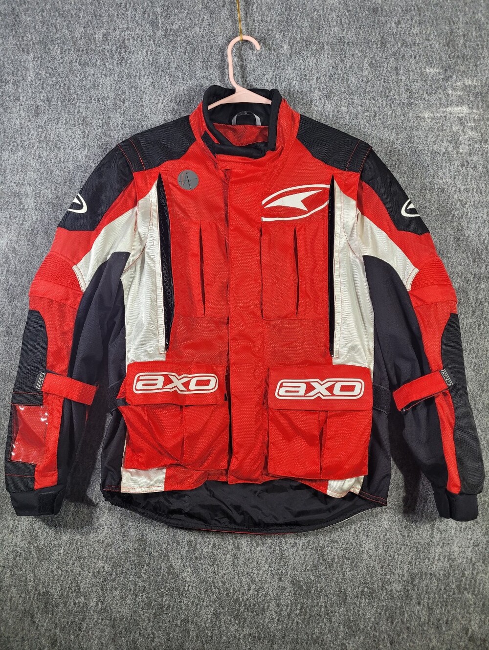 AXO Enduro Motocross Motorcycle Riding Jacket Red White Black Mens Size Small S